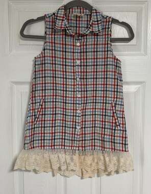 Hayden Girls Plaid Sleeveless Button-down Tunic Top Size 7/8.